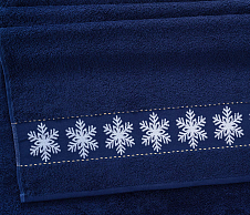 Постельное белье Полотенце махровое банное 70x130, Снежинки синий фото