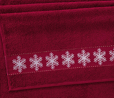 Постельное белье Полотенце махровое банное 70x130, Снежинки красный фото