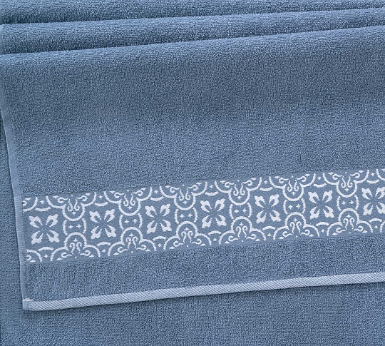Постельное белье Полотенце махровое банное 70x130, Мозаика деним фото