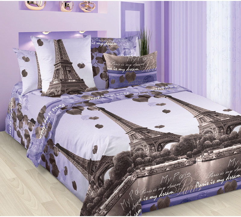 Постельное бельё «Романтика Парижа 1», бязь (Евро) фото