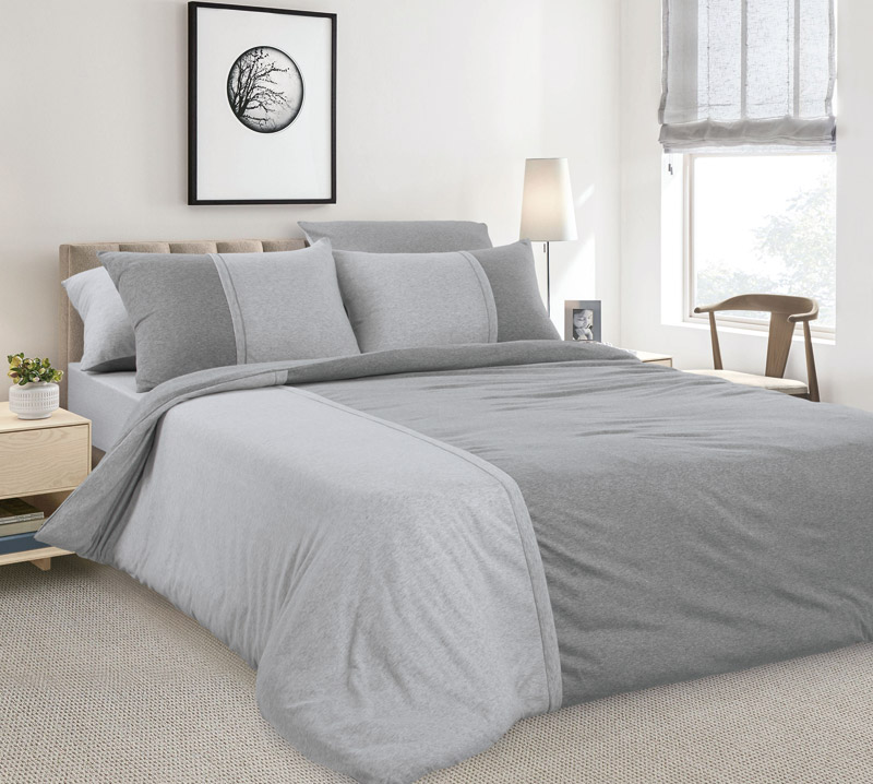 Комплект постельного белья без простыни Кимун, Евростандарт 200х220, трикотаж, меланж фото