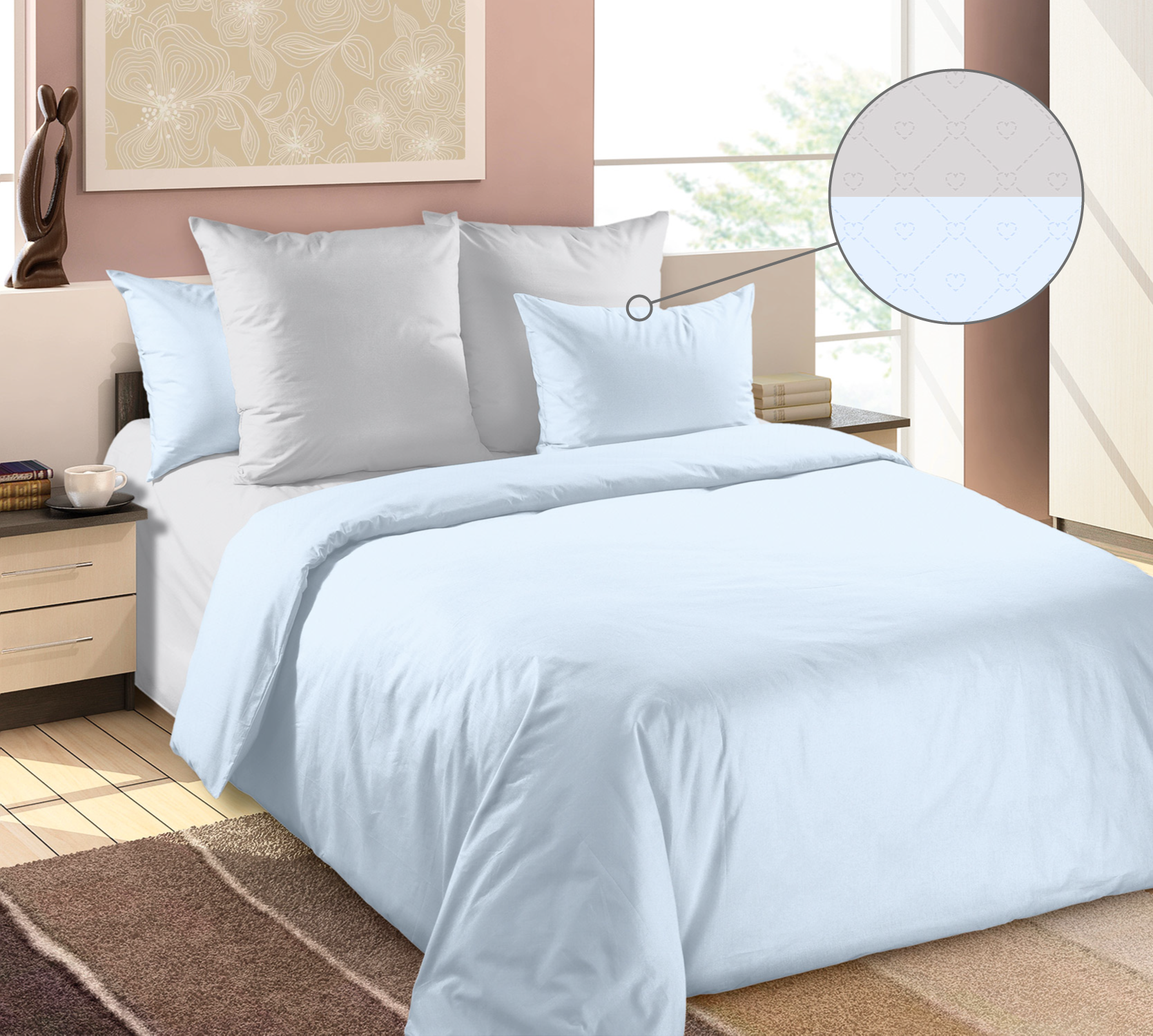 Постельное белье Душистый гиацинт, перкаль 125 г/м2, 2-спальное с евро простыней фото