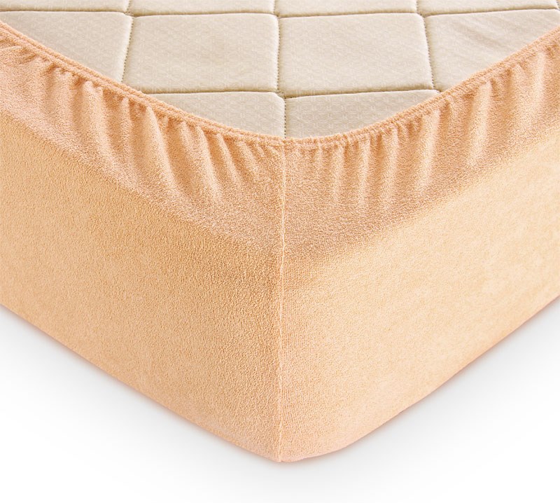Постельное белье Махровая простыня на резинке (крем) (200х200х30) фото