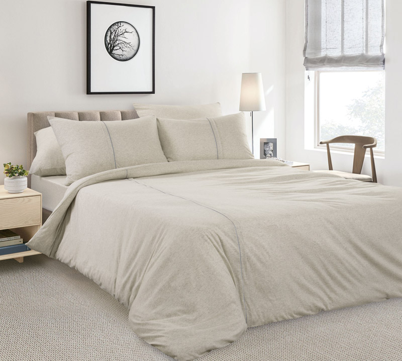 Комплект постельного белья с простыней на резинке «Имбирь», меланж (2-спальный) фото
