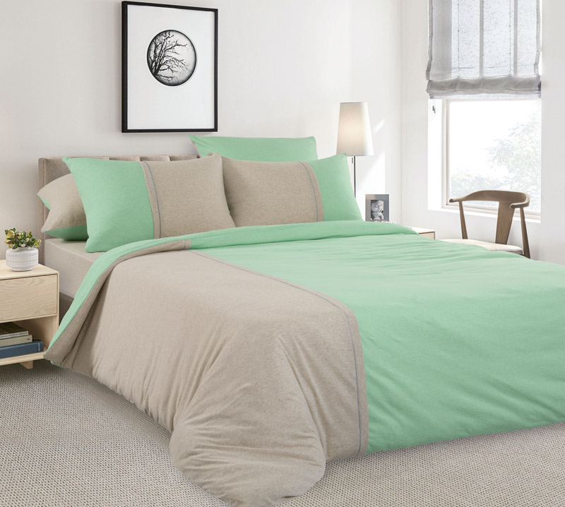 Комплект постельного белья с простыней на резинке «Мелисса», меланж (2-спальный) фото
