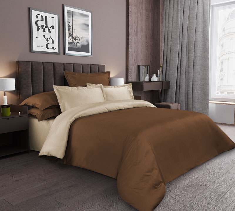 Однотонное постельное белье Оникс, сатин, Евро стандарт фото