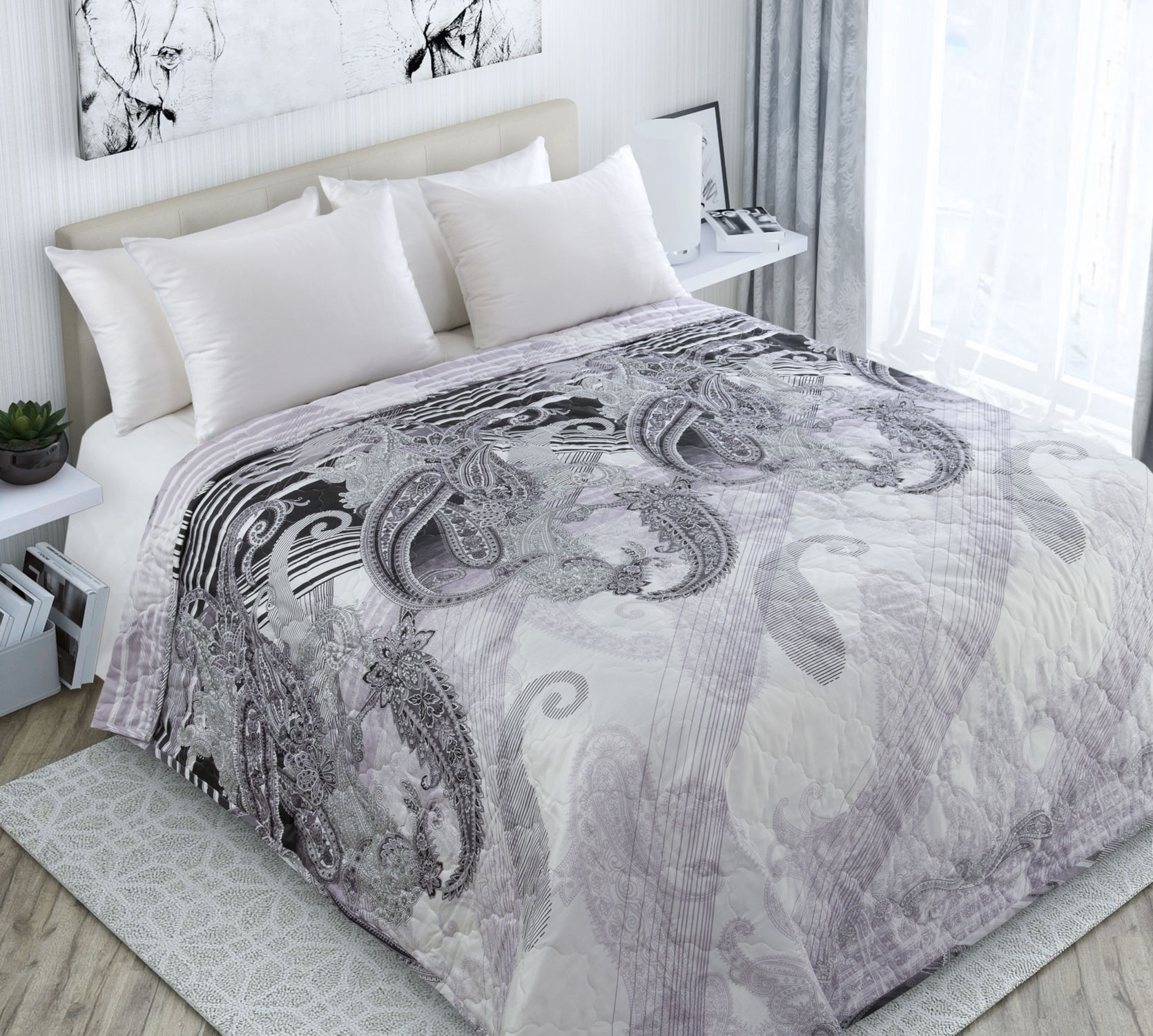 Постельное белье Стеганое покрывало на кровать «Хороший вкус 3», сатин (260х210) фото