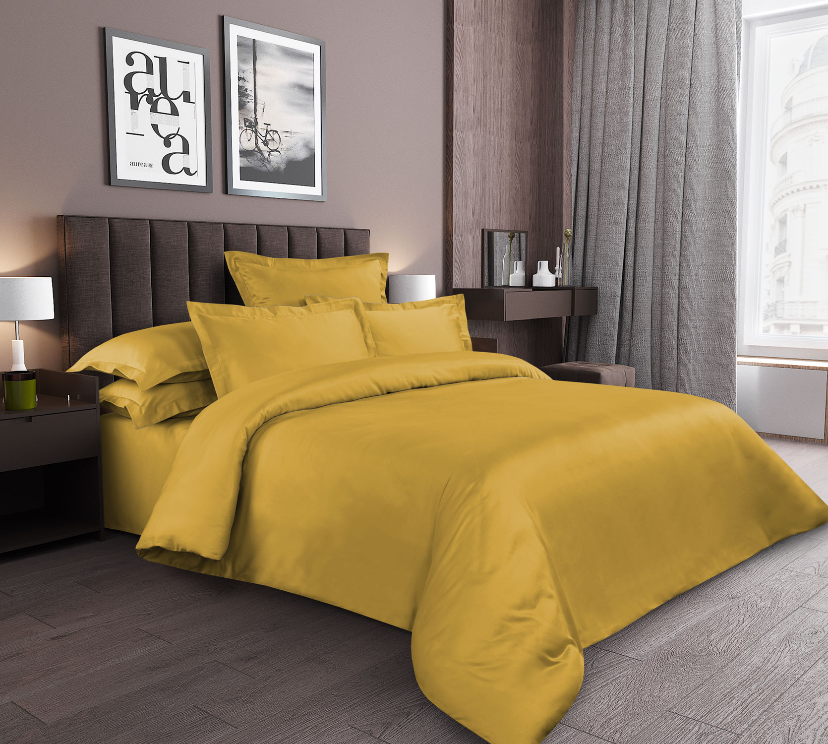 Однотонное постельное белье Желтый сапфир, сатин, 2-спальное фото
