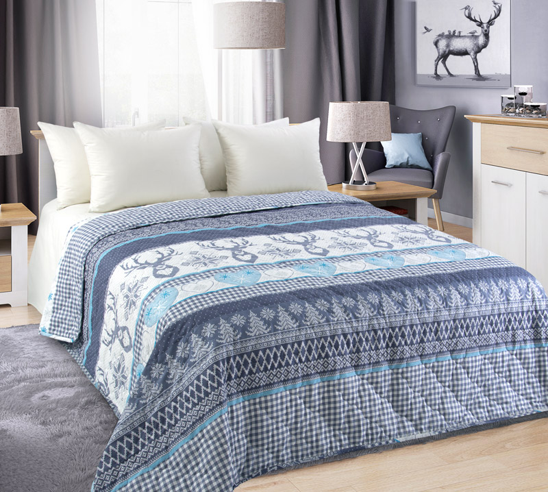 Постельное белье Стеганое покрывало на кровать «Лапландия 3», перкаль (160х210) фото