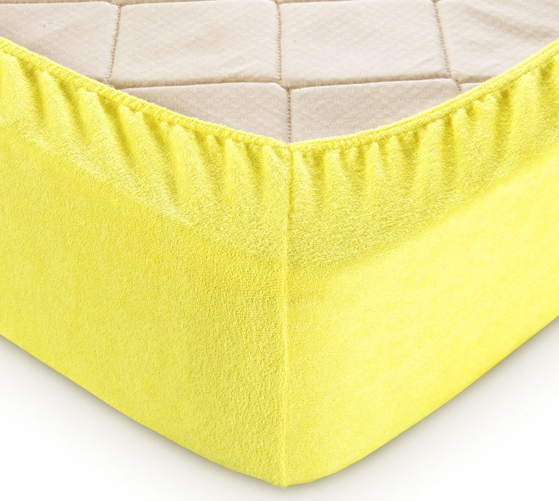 Постельное белье Махровая простыня на резинке (желтый) (120х200х30) фото