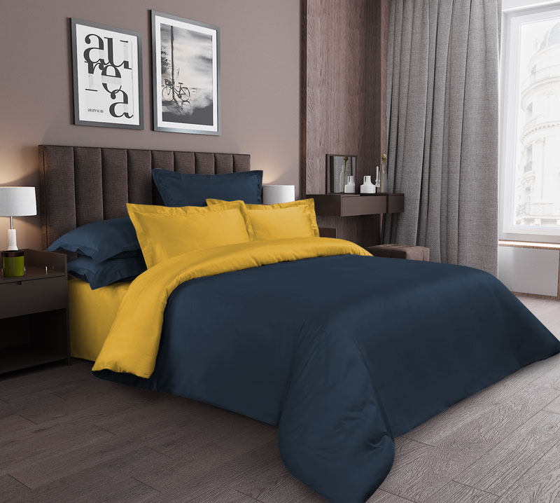 Однотонное постельное белье Цитрин, Сатин, Евро стандарт фото