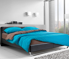 Однотонное постельное белье с простыней на резинке 160х200 Марокканская лазурь, трикотаж, Евро стандарт фото