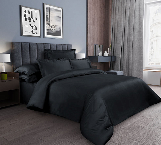Однотонное постельное белье Морион, сатин, Евро стандарт фото