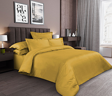 Однотонное постельное белье «Жёлтый сапфир», сатин (Евро макси) фото