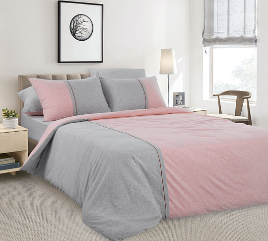 Комплект постельного белья с простыней на резинке 160х200 Дарджилинг, меланж, 2-спальный фото