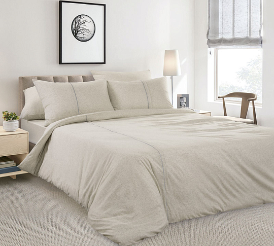 Комплект постельного белья без простыни Имбирь, 1.5-спальный, трикотаж, меланж, наволочка 50х70 фото
