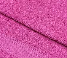 Постельное белье Полотенце махровое банное 70х140, с бордюром Ярко-розовый  фото