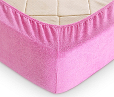 Постельное белье Простыня на резинке, Розовый, 90х200х30, махровая фото
