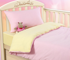 Детское однотонное постельное белье в кроватку 120х60 с простыней на резинке 60x120 Ванильное мороженое, кулирка, Ясельный, наволочка 40х60 фото