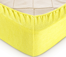 Постельное белье Простыня на резинке, Желтый, 90х200х30, махровая фото