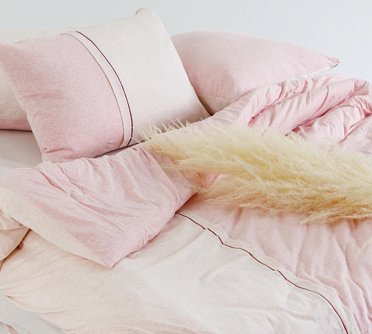 Комплект постельного белья с простыней на резинке 120х200 Ягодный, меланж, 1.5-спальный фото
