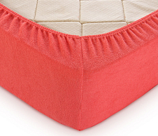 Постельное белье Махровая простыня на резинке (коралл) (160х200х30) фото