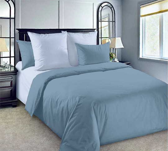 Однотонное постельное белье Голубая лагуна, 1.5-спальное, перкаль фото