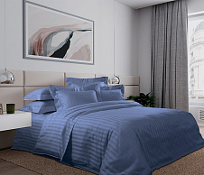 Комплект постельного белья Черничный мусс, Страйп-сатин, 2-спальное с евро простыней фото