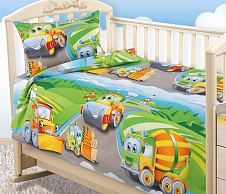 Детское постельное белье в кроватку 120х60 Дорожный патруль 1, перкаль, Ясельный фото