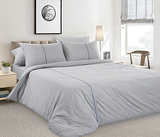 Однотонное постельное белье с простыней на резинке «Ассам», меланж (2-спальный) фото
