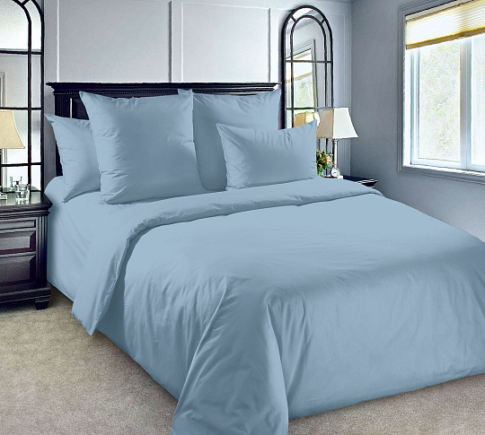 Однотонное постельное белье Голубое озеро, перкаль, 1.5-спальное фото
