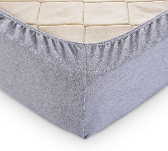 Постельное белье Махровая простыня на резинке (серый) (180х200х30) фото