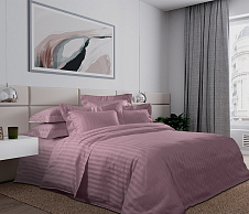 Комплект постельного белья Трайфл, страйп-сатин, 2-спальное с европростыней фото