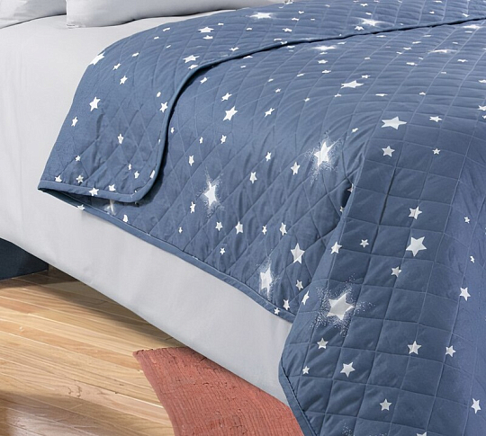 Постельное белье Покрывало стеганое детское Звездное небо 1, перкаль, 110х140 фото