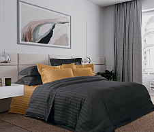 Комплект постельного белья Штрудель, страйп-сатин, 2-спальное с европростыней фото