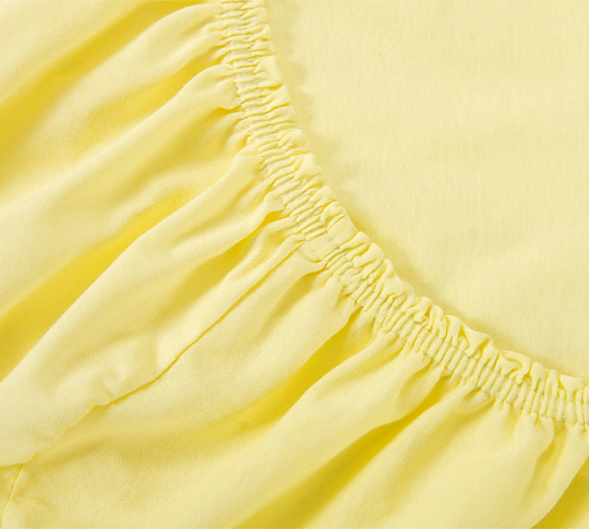 Постельное белье Трикотажная простынь на резинке 60х120х20 Желтая, 100% хлопок фото