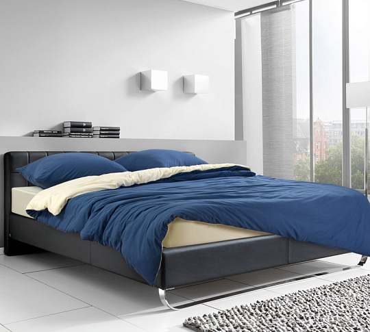 Однотонное постельное белье с простыней на резинке 160х200 Греческий остров, трикотаж, 2-спальное фото