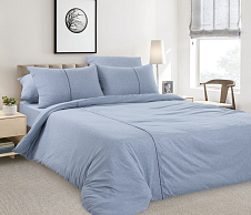 Комплект постельного белья с простыней на резинке 200х200 Женьшень, меланж, Евро фото
