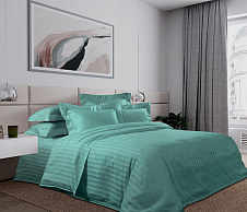 Комплект постельного белья Мятный зефир, Страйп-сатин, 2-спальное с европростыней фото
