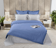 Однотонное постельное белье Лунное сияние, мако-сатин, 2-спальный с европростыней фото