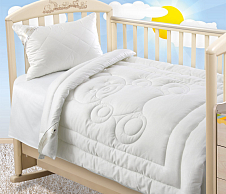 Постельное белье Одеяло детское 110х140 в кроватку для новорожденных, Шелк, всесезонное 300 г, сатин белый фото