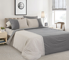 Однотонное постельное белье с простыней на резинке «Пуэр», меланж (1.5-спальный) фото