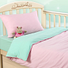 Детское однотонное постельное белье в кроватку 120х60 с простыней на резинке 60x120 Розовая свежесть, кулирка, Ясельный фото