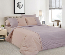 Однотонное постельное белье с простыней на резинке «Чабрец», меланж (2-спальный) фото