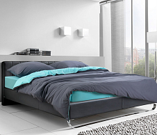 Однотонное постельное белье с простыней на резинке 180x200 Горная вершина, трикотаж, Евро стандарт фото