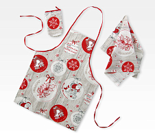 Постельное белье Набор для кухни Рождество 1 (фартук, полотенце 47х60, прихватка) фото