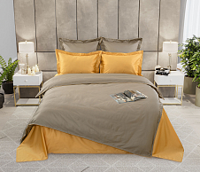 Однотонное постельное белье Солнечный берег, мако-сатин, Семейное фото