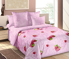 Постельное белье Клубничный мусс 1 роз, поплин, 2-спальный фото