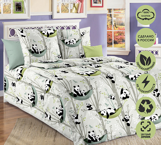 Детское постельное белье «Веселые панды 1», Бязь (1,5 спальное) фото