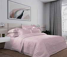 Комплект постельного белья Клубничный самбук, Страйп-сатин, 2-спальное с европростыней фото